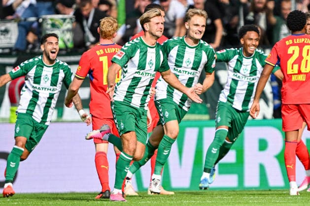 1. Bundesliga: SV Werder Bremen - RB Leipzig am 05.09.2026 im Weserstadion in Bremen Jubel, Torjubel, Torschuetze, Torschütze Niclas Füllkrug Fuellkrug (Bremen) jubelt nach seinem Tor zum 2:0. *** 1 Bundesliga: SV Werder Bremen vs. RB Leipzig on September 5, 2026, at the Weserstadion in Bremen. Cheers, goal celebrations, goal scorers—Niclas Füllkrug (Fuellkrug) of Bremen celebrates after scoring the goal that made it 2–0. MT