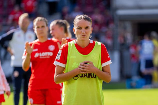 Freisteller, Portrait, Emotion, Enttaeuschung Gentiana Fetaj (1. FSV Mainz 05, 07) nach dem Spiel, GER, 1. FSV Mainz 05 vs. 1. FC Koeln, Fussball, Google Pixel Frauen-Bundesliga, 3. Spieltag, Saison 2026 2027, 05.09.2026, DFB REGULATIONS PROHIBIT ANY USE OF PHOTOGRAPHS AS IMAGE SEQUENCES AND OR QUASI-VIDEO, GER, 1. FSV Mainz 05 vs. 1. FC Koeln, Fussball, Google Pixel Frauen-Bundesliga, 3. Spieltag, Saison 2026 2027, 05.09.2026 Mainz *** Close-up, Portrait, Emotion, Disappointment Gentiana Fetaj 1 FSV Mainz 05, 07 after the game, GER, 1 FSV Mainz 05 vs. 1 FC Cologne, soccer, Google Pixel Women’s Bundesliga, Matchday 3, 2026–2027 season, September 5, 2026, DFB regulations prohibit any use of photographs as image sequences and or quasi-video, GER, 1 FSV Mainz 05 vs. 1 FC Cologne, Soccer, Google Pixel Women’s Bundesliga, Matchday 3, 2026–2027 Season, September 5, 2026, Mainz Copyright: xEibner-Pressefoto J-NxGroemlingx EP_JGG