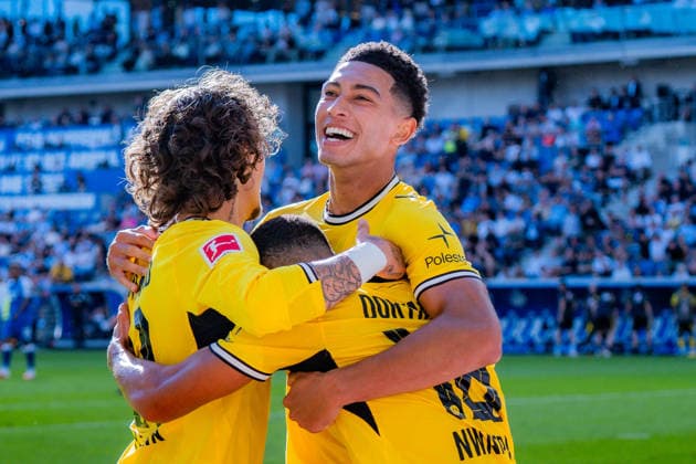 1. Bundesliga, 2. Spieltag, TSG 1899 Hoffenheim vs. Borussia Dortmund am 05.09.2026 Tor zum 2:3 durch Ethan Nwaneri Jobe Bellingham Fabio Silva WICHTIGER HINWEIS: Gemäß den Vorgaben der DFL und des DFB ist es untersagt, in dem Stadion und oder vom Spiel angefertigte Fotoaufnahmen in Form von Sequenzbildern und oder videoähnlichen Fotostrecken zu verwerten bzw. verwerten zu lassen. *** Bundesliga 1, Matchday 2, TSG 1899 Hoffenheim vs. Borussia Dortmund on September 5, 2026; goal for the 2–3 score by Ethan Nwaneri, Jobe Bellingham, and Fabio Silva. IMPORTANT NOTICE: In accordance with the guidelines of the DFL and the DFB, it is prohibited to use or allow the use of photographs taken in the stadium and or during the game in the form of sequential images and or video-like photo series Copyright: xBahhoxKarax