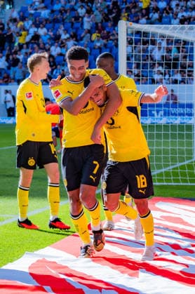 1. Bundesliga, 2. Spieltag, TSG 1899 Hoffenheim vs. Borussia Dortmund am 05.09.2026 Tor zum 2:3 durch Ethan Nwaneri Jobe Bellingham Fabio Silva WICHTIGER HINWEIS: Gemäß den Vorgaben der DFL und des DFB ist es untersagt, in dem Stadion und oder vom Spiel angefertigte Fotoaufnahmen in Form von Sequenzbildern und oder videoähnlichen Fotostrecken zu verwerten bzw. verwerten zu lassen. *** Bundesliga 1, Matchday 2, TSG 1899 Hoffenheim vs. Borussia Dortmund on September 5, 2026; Goal for the 2–3 score by Ethan Nwaneri, Jobe Bellingham, and Fabio Silva. IMPORTANT NOTICE: In accordance with the guidelines of the DFL and the DFB, it is prohibited to use or allow the use of photographs taken in the stadium and or during the game in the form of sequential images and or video-like photo series Copyright: xBahhoxKarax