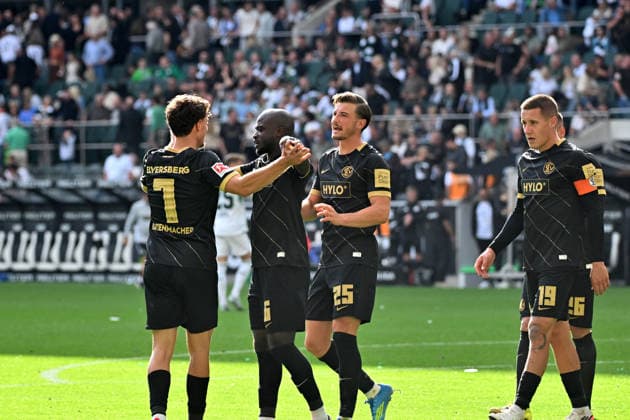 05.09.2026; Moenchengladbach; Fussball, Herren, Saison 2026 2027, Borussia Moenchengladbach vs. SV Elversberg Riesenjubel bei den Elversbergern nach Spielende DFL regulations prohibit any use of photographs as image sequences and or quasi-video. ista-Borussia-Park Nordrhein-Westfalen Deutschland *** September 5, 2026, Mönchengladbach Soccer, Men s, 2026–2027 Season, Borussia Mönchengladbach vs. SV Elversberg Huge celebrations among the Elversberg fans after the final whistle DFL regulations prohibit any use of photographs as image sequences and or quasi-video content at Borussia Park, North Rhine-Westphalia, Germany