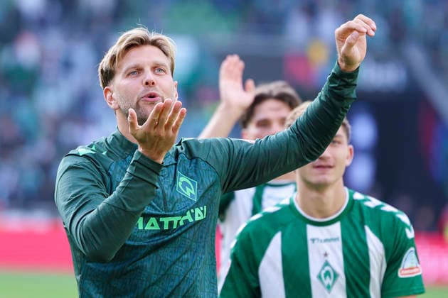 Niclas Fuellkrug (Werder Bremen) jubelt waehrend des Spiels der 1. Bundesliga zwischen SV Werder Bremen und RB Leipzig, Weserstadion am 05. September 2026 in Bremen, Deutschland. (Foto von Marco Steinbrenner DeFodi Images) +++ Niclas Fuellkrug (Werder Bremen) cheers during the Bundesliga match between SV Werder Bremen and RB Leipzig at Weserstadion on September 5, 2026 in Bremen, Germany. (Photo by Marco Steinbrenner DeFodi Images) DFB DFL REGULATIONS PROHIBIT ANY USE OF PHOTOGRAPHS AS IMAGE SEQUENCES AND OR QUASI-VIDEO. (Photo by Marco Steinbrenner DeFodi Images) - *** Niclas Fuellkrug of Werder Bremen celebrates during the Bundesliga match between SV Werder Bremen and RB Leipzig at Weserstadion on September 5, 2026, in Bremen, Germany. Photo by Marco Steinbrenner, DeFodi Images. Niclas Fuellkrug of Werder Bremen cheers during the Bundesliga match between SV Werder Bremen and RB Leipzig at Weserstadion on September 5, 2026 in Bremen, Germany. Photo by Marco Steinbrenner, DeFodi Images. DFB and DFL regulations prohibit any use of photographs as image sequences and or quasi-video. Photo by Marco Steinbrenner, DeFodi Images.