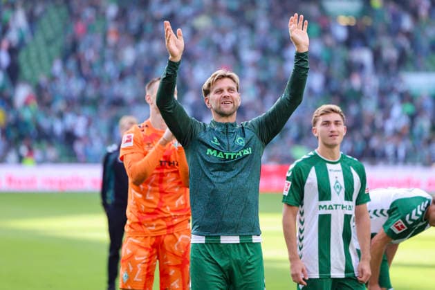 Niclas Fuellkrug (Werder Bremen) jubelt waehrend des Spiels der 1. Bundesliga zwischen SV Werder Bremen und RB Leipzig, Weserstadion am 05. September 2026 in Bremen, Deutschland. (Foto von Marco Steinbrenner DeFodi Images) +++ Niclas Fuellkrug (Werder Bremen) cheers during the Bundesliga match between SV Werder Bremen and RB Leipzig at Weserstadion on September 5, 2026 in Bremen, Germany. (Photo by Marco Steinbrenner DeFodi Images) DFB DFL REGULATIONS PROHIBIT ANY USE OF PHOTOGRAPHS AS IMAGE SEQUENCES AND OR QUASI-VIDEO. (Photo by Marco Steinbrenner DeFodi Images) - *** Niclas Fuellkrug of Werder Bremen celebrates during the Bundesliga match between SV Werder Bremen and RB Leipzig at Weserstadion on September 5, 2026, in Bremen, Germany. Photo by Marco Steinbrenner, DeFodi Images. Niclas Fuellkrug of Werder Bremen cheers during the Bundesliga match between SV Werder Bremen and RB Leipzig at Weserstadion on September 5, 2026 in Bremen, Germany. Photo by Marco Steinbrenner, DeFodi Images. DFB and DFL regulations prohibit any use of photographs as image sequences and or quasi-video. Photo by Marco Steinbrenner, DeFodi Images.