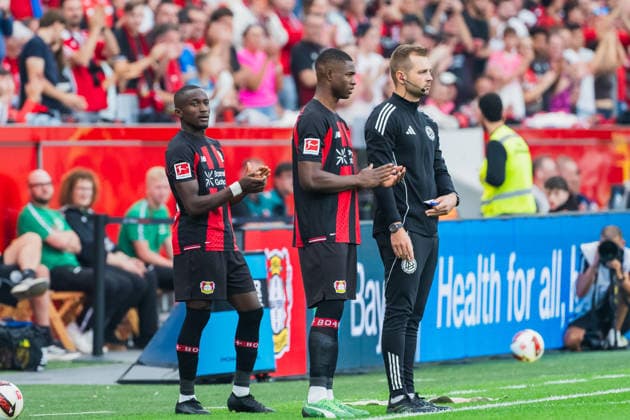 Moussa Diaby (Bayer 04 Leverkusen, 19) und Christian Kofane (Bayer 04 Leverkusen, 35) kommen rein Bayer 04 Leverkusen vs. 1.FC Union Berlin, Fussball, 1.Bundesliga, 2.Spieltag, Saison 2026 27, 05.09.2026, DFL REGULATIONS PROHIBIT ANY USE OF PHOTOGRAPHS AS IMAGE SEQUENCES AND OR QUASI-VIDEO, Bayer 04 Leverkusen vs. 1.FC Union Berlin, Fussball, 1.Bundesliga, 2.Spieltag, Saison 2026 27, 05.09.2026 Leverkusen *** Moussa Diaby (Bayer 04 Leverkusen, 19) and Christian Kofane (Bayer 04 Leverkusen, 35) enter the game: Bayer 04 Leverkusen vs. 1. FC Union Berlin, soccer, Bundesliga 1, Matchday 2, 2026–27 season, September 5, 2026, DFL regulations prohibit any use of photographs as image sequences and or quasi-video, Bayer 04 Leverkusen vs. 1. FC Union Berlin, soccer, Bundesliga 1, Matchday 2, 2026–27 season, September 5, 2026, Leverkusen Copyright: xEibner-Pressefoto LukasxBaldygax EP_LBA