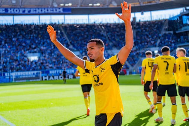 1. Bundesliga, 2. Spieltag, TSG 1899 Hoffenheim vs. Borussia Dortmund am 05.09.2026 Tor zum 2:3 durch Ethan Nwaneri WICHTIGER HINWEIS: Gemäß den Vorgaben der DFL und des DFB ist es untersagt, in dem Stadion und oder vom Spiel angefertigte Fotoaufnahmen in Form von Sequenzbildern und oder videoähnlichen Fotostrecken zu verwerten bzw. verwerten zu lassen. *** Bundesliga 1, Matchday 2, TSG 1899 Hoffenheim vs. Borussia Dortmund on September 5, 2026. Goal to make it 2–3 by Ethan Nwaneri. IMPORTANT NOTICE: In accordance with DFL and DFB regulations, it is prohibited to use or allow the use of photographs taken in the stadium and or during the game in the form of sequential images and or video-like photo sequences. Copyright: xBahhoxKarax