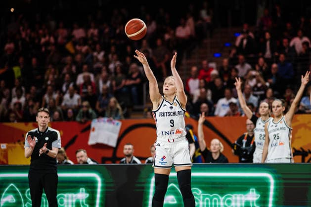 FIBA Women™s Basketball World Cup 2026: Deutschland vs. Japan, 05.09.2026 Emma Eichmeyer (Deutschland, 9) wirft; Basketball, FIBA Women™s Basketball World Cup 2026, Gruppenphase, Gruppe A, 2. Spieltag: Deutschland vs. Japan am 05.09.2026 in der Max-Schmeling-Halle, Berlin Copyright: xBEAUTIFULxSPORTS Tonhäuserx