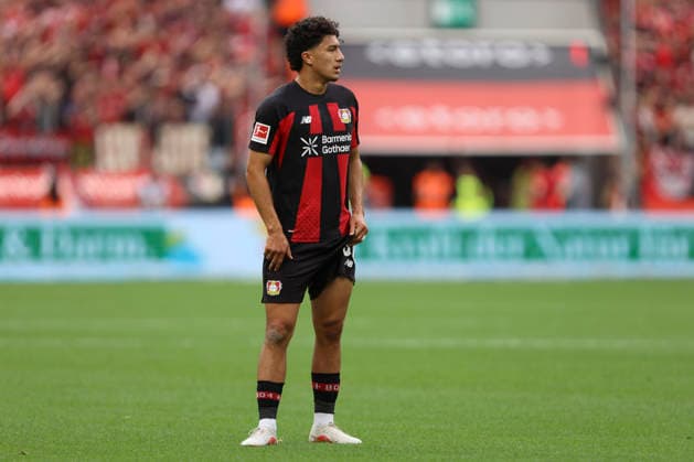 Ibrahim Maza (Bayer 04 Leverkusen) schaut waehrend des Spiels der 1. Bundesliga zwischen Bayer 04 Leverkusen und 1. FC Union Berlin, BayArena am 05. September 2026 in Leverkusen, Deutschland. (Foto von Oliver Kaelke DeFodi Images) +++ Ibrahim Maza (Bayer 04 Leverkusen) looks on during the Bundesliga match between Bayer 04 Leverkusen and 1. FC Union Berlin at BayArena on September 5, 2026 in Leverkusen, Germany. (Photo by Oliver Kaelke DeFodi Images) DFB DFL REGULATIONS PROHIBIT ANY USE OF PHOTOGRAPHS AS IMAGE SEQUENCES AND OR QUASI-VIDEO. (Photo by Oliver Kaelke DeFodi Images) - *** Ibrahim Maza of Bayer 04 Leverkusen looks on during the Bundesliga match between Bayer 04 Leverkusen and 1. FC Union Berlin, BayArena on September 5, 2026, in Leverkusen, Germany. Photo by Oliver Kaelke, DeFodi Images. Ibrahim Maza of Bayer 04 Leverkusen looks on during the Bundesliga match between Bayer 04 Leverkusen and 1 FC Union Berlin at BayArena on September 5, 2026 in Leverkusen, Germany. Photo by Oliver Kaelke, DeFodi Images. DFB and DFL regulations prohibit any use of photographs as image sequences and or quasi-video. Photo by Oliver Kaelke, DeFodi Images.