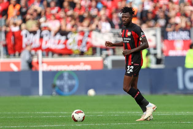 Edmond Tapsoba (Bayer 04 Leverkusen) in Aktion, am Ball, Einzelaktion waehrend des Spiels der 1. Bundesliga zwischen Bayer 04 Leverkusen und 1. FC Union Berlin, BayArena am 05. September 2026 in Leverkusen, Deutschland. (Foto von Oliver Kaelke DeFodi Images) +++ Edmond Tapsoba (Bayer 04 Leverkusen) controls the ball during the Bundesliga match between Bayer 04 Leverkusen and 1. FC Union Berlin at BayArena on September 5, 2026 in Leverkusen, Germany. (Photo by Oliver Kaelke DeFodi Images) DFB DFL REGULATIONS PROHIBIT ANY USE OF PHOTOGRAPHS AS IMAGE SEQUENCES AND OR QUASI-VIDEO. (Photo by Oliver Kaelke DeFodi Images) - *** Edmond Tapsoba of Bayer 04 Leverkusen in action, on the ball, making a solo run during the Bundesliga match between Bayer 04 Leverkusen and 1. FC Union Berlin, BayArena on September 5, 2026, in Leverkusen, Germany. Photo by Oliver Kaelke, DeFodi Images. Edmond Tapsoba of Bayer 04 Leverkusen controls the ball during the Bundesliga match between Bayer 04 Leverkusen and 1. FC Union Berlin at BayArena on September 5, 2026 in Leverkusen, Germany. Photo by Oliver Kaelke, DeFodi Images. DFB and DFL regulations prohibit any use of photographs as image sequences and or quasi-video. Photo by Oliver Kaelke, DeFodi Images.