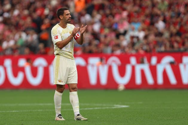 Rani Khedira (1.FC Union Berlin) gestikuliert, Gestik waehrend des Spiels der 1. Bundesliga zwischen Bayer 04 Leverkusen und 1. FC Union Berlin, BayArena am 05. September 2026 in Leverkusen, Deutschland. (Foto von Oliver Kaelke DeFodi Images) +++ Rani Khedira (1.FC Union Berlin) gestures during the Bundesliga match between Bayer 04 Leverkusen and 1. FC Union Berlin at BayArena on September 5, 2026 in Leverkusen, Germany. (Photo by Oliver Kaelke DeFodi Images) DFB DFL REGULATIONS PROHIBIT ANY USE OF PHOTOGRAPHS AS IMAGE SEQUENCES AND OR QUASI-VIDEO. (Photo by Oliver Kaelke DeFodi Images) - *** Rani Khedira of 1. FC Union Berlin gestures during the Bundesliga match between Bayer 04 Leverkusen and 1. FC Union Berlin, BayArena on September 5, 2026, in Leverkusen, Germany. Photo by Oliver Kaelke, DeFodi Images. Rani Khedira of 1. FC Union Berlin gestures during the Bundesliga match between Bayer 04 Leverkusen and 1. FC Union Berlin at BayArena on September 5, 2026 in Leverkusen, Germany. Photo by Oliver Kaelke, DeFodi Images. DFB and DFL regulations prohibit any use of photographs as image sequences and or quasi-video. Photo by Oliver Kaelke, DeFodi Images