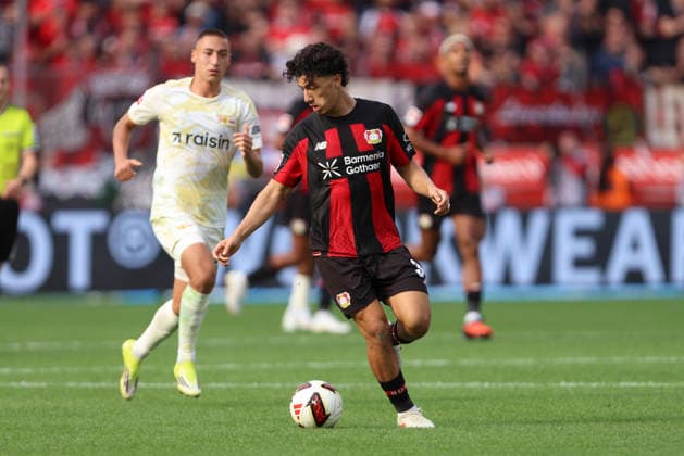 Ibrahim Maza (Bayer 04 Leverkusen) in Aktion, am Ball, Einzelaktion waehrend des Spiels der 1. Bundesliga zwischen Bayer 04 Leverkusen und 1. FC Union Berlin, BayArena am 05. September 2026 in Leverkusen, Deutschland. (Foto von Oliver Kaelke DeFodi Images) +++ Ibrahim Maza (Bayer 04 Leverkusen) controls the ball during the Bundesliga match between Bayer 04 Leverkusen and 1. FC Union Berlin at BayArena on September 5, 2026 in Leverkusen, Germany. (Photo by Oliver Kaelke DeFodi Images) DFB DFL REGULATIONS PROHIBIT ANY USE OF PHOTOGRAPHS AS IMAGE SEQUENCES AND OR QUASI-VIDEO. (Photo by Oliver Kaelke DeFodi Images) - *** Ibrahim Maza of Bayer 04 Leverkusen in action, on the ball, making a solo run during the Bundesliga match between Bayer 04 Leverkusen and 1. FC Union Berlin, BayArena on September 5, 2026, in Leverkusen, Germany. Photo by Oliver Kaelke, DeFodi Images. Ibrahim Maza of Bayer 04 Leverkusen controls the ball during the Bundesliga match between Bayer 04 Leverkusen and 1. FC Union Berlin at BayArena on September 5, 2026 in Leverkusen, Germany. Photo by Oliver Kaelke, DeFodi Images. DFB and DFL regulations prohibit any use of photographs as image sequences and or quasi-video. Photo by Oliver Kaelke, DeFodi Images