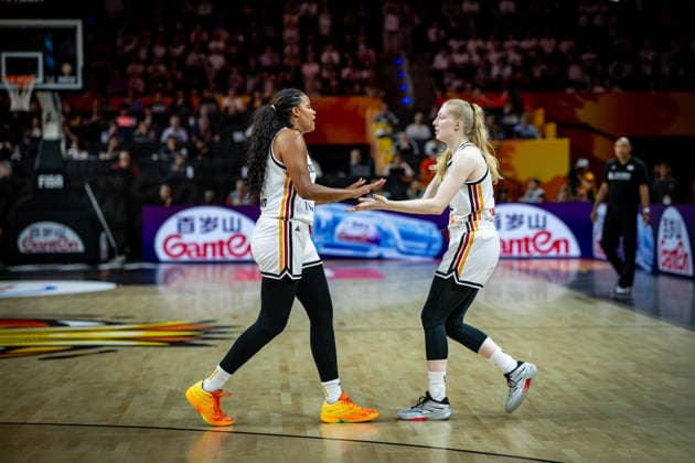 Basketball Berlin 05.09.2026 FIBA Women™s Basketball World Cup Germany 2026 Vorrunde Gruppe Deutschland (GER) - Japan (JPN) Nyara Sabally (Deutschland, No.08) Frida Bühner (Deutschland, No.20)