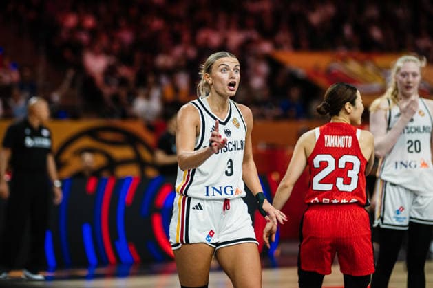 FIBA Women™s Basketball World Cup 2026: Deutschland vs. Japan, 05.09.2026 Alexandra Wilke (Deutschland, 3) guckt erschrocken: Basketball, FIBA Women™s Basketball World Cup 2026, Gruppenphase, Gruppe A, 2. Spieltag: Deutschland vs. Japan am 05.09.2026 in der Max-Schmeling-Halle, Berlin Copyright: xBEAUTIFULxSPORTS Tonhäuserx