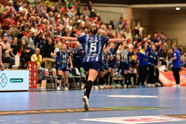 Handball I Frauen I Saison 2026-2027 I Bundesliga I 2. Spieltag I Buxtehuder SV - HC Leipzig I 05.09.2026 Jubel, Begeisterung, Enthusiasmus, Euphorie, Freude, Glücksgefühl, Heiterkeit bei: Maj Nielsen (5, Buxtehuder Sportverein) Buxtehude Halle Nord (Neu) Niedersachsen Deutschland Copyright: xLobeca FelixxWeißbergx