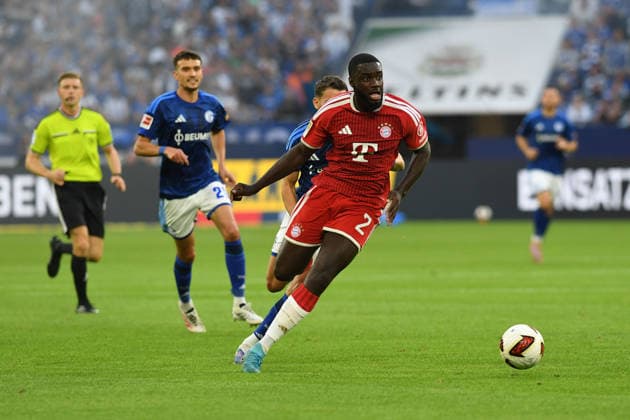 Dayot Upamecano (FC Bayern Muenchen) in Aktion, am Ball, Einzelaktion waehrend des Spiels der 1. Bundesliga zwischen FC Schalke 04 und FC Bayern Muenchen, Veltins-Arena am 05. September 2026 in Gelsenkirchen, Deutschland. (Foto von Ralf Treese DeFodi Images) +++ Dayot Upamecano (FC Bayern Muenchen) controls the ball during the Bundesliga match between FC Schalke 04 and FC Bayern Muenchen at Veltins-Arena on September 5, 2026 in Gelsenkirchen, Germany. (Photo by Ralf Treese DeFodi Images) DFB DFL REGULATIONS PROHIBIT ANY USE OF PHOTOGRAPHS AS IMAGE SEQUENCES AND OR QUASI-VIDEO. (Photo by Ralf Treese DeFodi Images) - *** Dayot Upamecano of FC Bayern Munich in action, on the ball, making a solo play during the Bundesliga match between FC Schalke 04 and FC Bayern Munich, Veltins Arena on September 5, 2026, in Gelsenkirchen, Germany. Photo by Ralf Treese, DeFodi Images. Dayot Upamecano of FC Bayern Munich controls the ball during the Bundesliga match between FC Schalke 04 and FC Bayern Munich at Veltins Arena on September 5, 2026 in Gelsenkirchen, Germany. Photo by Ralf Treese, DeFodi Images. DFB and DFL regulations prohibit any use of photographs as image sequences and or quasi-video. Photo by Ralf Treese, DeFodi Images.