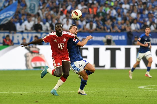 Dayot Upamecano (FC Bayern Muenchen) und Adil Aouchiche (FC Schalke 04) im Zweikampf waehrend des Spiels der 1. Bundesliga zwischen FC Schalke 04 und FC Bayern Muenchen, Veltins-Arena am 05. September 2026 in Gelsenkirchen, Deutschland. (Foto von Ralf Treese DeFodi Images) +++ Dayot Upamecano (FC Bayern Muenchen) und Adil Aouchiche (FC Schalke 04) battle for the ball during the Bundesliga match between FC Schalke 04 and FC Bayern Muenchen at Veltins-Arena on September 5, 2026 in Gelsenkirchen, Germany. (Photo by Ralf Treese DeFodi Images) DFB DFL REGULATIONS PROHIBIT ANY USE OF PHOTOGRAPHS AS IMAGE SEQUENCES AND OR QUASI-VIDEO. (Photo by Ralf Treese DeFodi Images) - *** Dayot Upamecano of FC Bayern Munich and Adil Aouchiche of FC Schalke 04 battle for the ball during the Bundesliga match between FC Schalke 04 and FC Bayern Munich at Veltins Arena on September 5, 2026, in Gelsenkirchen, Germany Photo by Ralf Treese DeFodi Images Dayot Upamecano of FC Bayern Munich and Adil Aouchiche of FC Schalke 04 battle for the ball during the Bundesliga match between FC Schalke 04 and FC Bayern Munich at Veltins Arena on September 5, 2026 in Gelsenkirchen, Germany Photo by Ralf Treese DeFodi Images DFB and DFL regulations prohibit any use of photographs as image sequences and or quasi-video Photo by Ralf Treese DeFodi Images