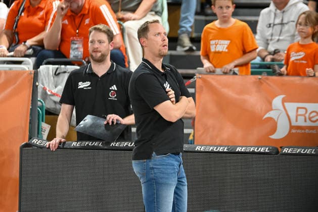 Christian Held (RASTA Vechta, Coach) unzufrieden RASTA Vechta vs. Bakken Bears, Testspiel, Saison 2026 2027, 05.09.2026, RASTA Vechta vs. Bakken Bears, Testspiel, Saison 2026 2027, 05.09.2026 Vechta Copyright: xEibner-Pressefoto RobertxGertzenx EP_RGN