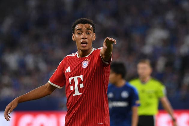 Jamal Musiala (FC Bayern Muenchen) gestikuliert, gestik waehrend des Spiels der 1. Bundesliga zwischen FC Schalke 04 und FC Bayern Muenchen, Veltins-Arena am 05. September 2026 in Gelsenkirchen, Deutschland. (Foto von Ralf Treese DeFodi Images) +++ Jamal Musiala (FC Bayern Muenchen) gestures during the Bundesliga match between FC Schalke 04 and FC Bayern Muenchen at Veltins-Arena on September 5, 2026 in Gelsenkirchen, Germany. (Photo by Ralf Treese DeFodi Images) DFB DFL REGULATIONS PROHIBIT ANY USE OF PHOTOGRAPHS AS IMAGE SEQUENCES AND OR QUASI-VIDEO. (Photo by Ralf Treese DeFodi Images) - *** Jamal Musiala of FC Bayern Munich gestures during the Bundesliga match between FC Schalke 04 and FC Bayern Munich, Veltins Arena on September 5, 2026, in Gelsenkirchen, Germany. Photo by Ralf Treese, DeFodi Images. Jamal Musiala of FC Bayern Munich gestures during the Bundesliga match between FC Schalke 04 and FC Bayern Munich at Veltins Arena on September 5, 2026 in Gelsenkirchen, Germany. Photo by Ralf Treese, DeFodi Images. DFB and DFL regulations prohibit any use of photographs as image sequences and or quasi-video. Photo by Ralf Treese, DeFodi Images.