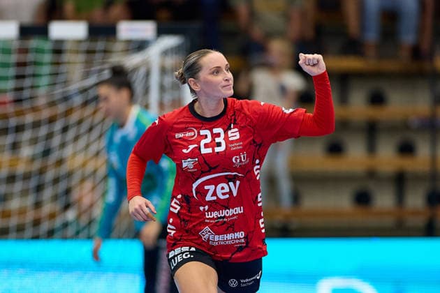Silje Broens Petersen (BSV Sachsen Zwickau, 23), Freude, Jubel, Geballte Faust FRISCH AUF Goeppingen vs. BSV Sachsen Zwickau, Handball, ALSCO Handball Bundesliga Frauen, 2. Spieltag, Spielzeit 2026 2027, 05.09.2026 FRISCH AUF Goeppingen vs. BSV Sachsen Zwickau, Handball, ALSCO Handball Bundesliga Frauen, 2. Spieltag, Spielzeit 2026 2027, 05.09.2026 Goeppingen Copyright: xEibner-Pressefoto GeraldxOelze-dexStoppanyx EP_ODS