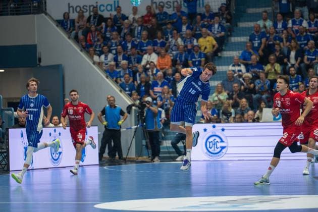 Miro Schluroff, Rueckraum, (VfL Gummersbach 15), VfL Gummersbach vs. MT Melsungen,, Opel Handball Bundesliga, Herren , 3. Spieltag, 05.09.2026 Gummersbach NRW Deutschland