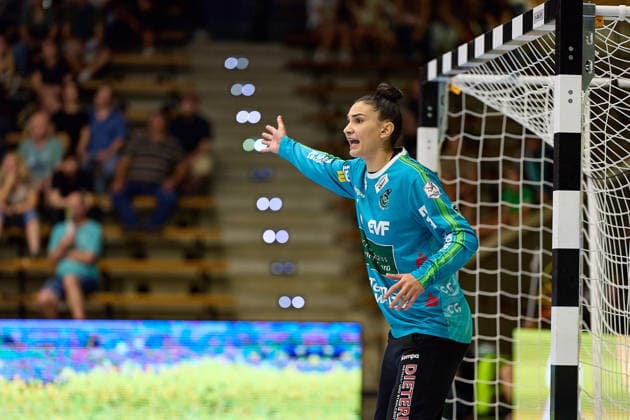 Freisteller, Portrait, Porträt von Mikaela Possatti (Frisch Auf Goeppingen, 01) zeigt an FRISCH AUF Goeppingen vs. BSV Sachsen Zwickau, Handball, ALSCO Handball Bundesliga Frauen, 2. Spieltag, Spielzeit 2026 2027, 05.09.2026 FRISCH AUF Goeppingen vs. BSV Sachsen Zwickau, Handball, ALSCO Handball Bundesliga Frauen, 2. Spieltag, Spielzeit 2026 2027, 05.09.2026 Goeppingen Copyright: xEibner-Pressefoto GeraldxOelze-dexStoppanyx EP_ODS