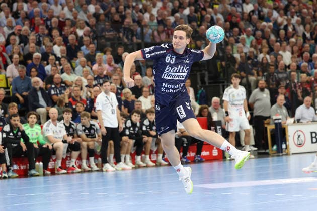 05.09.2026, xBHAx, Handball, Opel HBL, Saison 2026 2027, 1.HBL, SG Flensburg-Handewitt - HC Erlangen, GGW Arena: Domen Novak (SG Flensburg-Handewitt 63) im Angriff Schleswig-Holstein Deutschkand