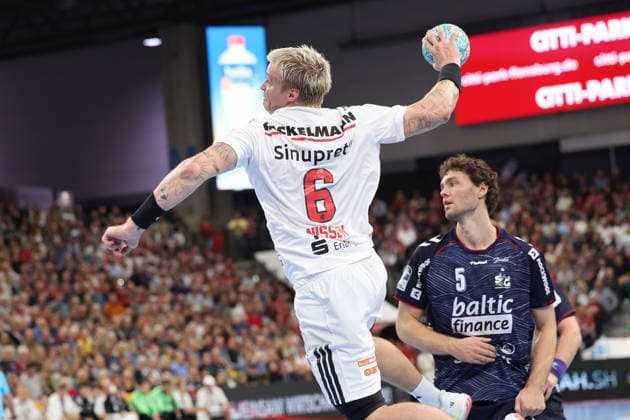 05.09.2026, xBHAx, Handball, Opel HBL, Saison 2026 2027, 1.HBL, SG Flensburg-Handewitt - HC Erlangen, GGW Arena: Sander Andreassen Överjordet (HC Erlangen 8) im Angriff Schleswig-Holstein Deutschkand