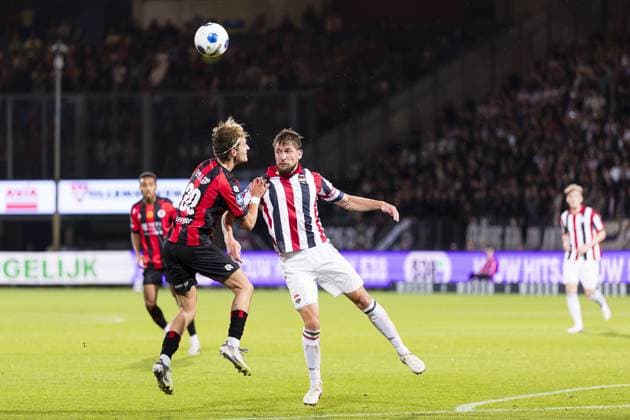 TILBURG , -05-09-2026 , Koning Willem II stadium , season 2026 2027 , Dutch Eredivisie football , match between Willem II and Excelsior Rotterdam , picture shows Excelsior player Agust Orri Thorsteinsson , Willem II player Hidde ter Avest Willem II - Excelsior  x206521861x Copyright: