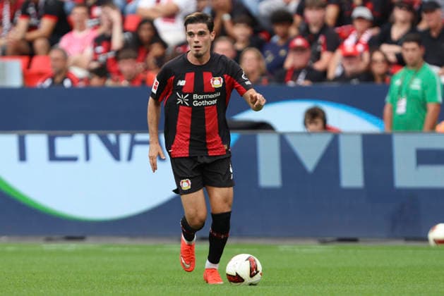 Miguel Gutierrez (Bayer 04 Leverkusen) in Aktion, am Ball, Einzelaktion waehrend des Spiels der 1. Bundesliga zwischen Bayer 04 Leverkusen und 1. FC Union Berlin, BayArena am 05. September 2026 in Leverkusen, Deutschland. (Foto von Oliver Kaelke DeFodi Images) +++ Miguel Gutierrez (Bayer 04 Leverkusen) controls the ball during the Bundesliga match between Bayer 04 Leverkusen and 1. FC Union Berlin at BayArena on September 5, 2026 in Leverkusen, Germany. (Photo by Oliver Kaelke DeFodi Images) DFB DFL REGULATIONS PROHIBIT ANY USE OF PHOTOGRAPHS AS IMAGE SEQUENCES AND OR QUASI-VIDEO. (Photo by Oliver Kaelke DeFodi Images) - *** Miguel Gutierrez of Bayer 04 Leverkusen in action, on the ball, making a solo run during the Bundesliga match between Bayer 04 Leverkusen and 1. FC Union Berlin, BayArena on September 5, 2026, in Leverkusen, Germany. Photo by Oliver Kaelke, DeFodi Images. Miguel Gutierrez of Bayer 04 Leverkusen controls the ball during the Bundesliga match between Bayer 04 Leverkusen and 1. FC Union Berlin at BayArena on September 5, 2026 in Leverkusen, Germany. Photo by Oliver Kaelke, DeFodi Images. DFB and DFL regulations prohibit any use of photographs as image sequences and or quasi-video. Photo by Oliver Kaelke, DeFodi Images.