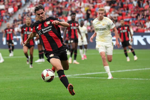Miguel Gutierrez (Bayer 04 Leverkusen) in Aktion, am Ball, Einzelaktion waehrend des Spiels der 1. Bundesliga zwischen Bayer 04 Leverkusen und 1. FC Union Berlin, BayArena am 05. September 2026 in Leverkusen, Deutschland. (Foto von Oliver Kaelke DeFodi Images) +++ Miguel Gutierrez (Bayer 04 Leverkusen) controls the ball during the Bundesliga match between Bayer 04 Leverkusen and 1. FC Union Berlin at BayArena on September 5, 2026 in Leverkusen, Germany. (Photo by Oliver Kaelke DeFodi Images) DFB DFL REGULATIONS PROHIBIT ANY USE OF PHOTOGRAPHS AS IMAGE SEQUENCES AND OR QUASI-VIDEO. (Photo by Oliver Kaelke DeFodi Images) - *** Miguel Gutierrez of Bayer 04 Leverkusen in action, on the ball, making a solo run during the Bundesliga match between Bayer 04 Leverkusen and 1. FC Union Berlin, BayArena on September 5, 2026, in Leverkusen, Germany. Photo by Oliver Kaelke, DeFodi Images. Miguel Gutierrez of Bayer 04 Leverkusen controls the ball during the Bundesliga match between Bayer 04 Leverkusen and 1 FC Union Berlin at BayArena on September 5, 2026 in Leverkusen, Germany. Photo by Oliver Kaelke, DeFodi Images. DFB and DFL regulations prohibit any use of photographs as image sequences and or quasi-video. Photo by Oliver Kaelke, DeFodi Images.