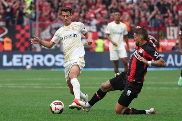 Janik Haberer (1.FC Union Berlin) und Robert Andrich (Bayer 04 Leverkusen) im Zweikampf waehrend des Spiels der 1. Bundesliga zwischen Bayer 04 Leverkusen und 1. FC Union Berlin, BayArena am 05. September 2026 in Leverkusen, Deutschland. (Foto von Oliver Kaelke DeFodi Images) +++ Janik Haberer (1.FC Union Berlin) und Robert Andrich (Bayer 04 Leverkusen) battle for the ball during the Bundesliga match between Bayer 04 Leverkusen and 1. FC Union Berlin at BayArena on September 5, 2026 in Leverkusen, Germany. (Photo by Oliver Kaelke DeFodi Images) DFB DFL REGULATIONS PROHIBIT ANY USE OF PHOTOGRAPHS AS IMAGE SEQUENCES AND OR QUASI-VIDEO. (Photo by Oliver Kaelke DeFodi Images) - *** Janik Haberer of 1 FC Union Berlin and Robert Andrich of Bayer 04 Leverkusen battle for the ball during the Bundesliga match between Bayer 04 Leverkusen and 1 FC Union Berlin at the BayArena on September 5, 2026, in Leverkusen, Germany. Photo by Oliver Kaelke, DeFodi Images. Janik Haberer of 1. FC Union Berlin and Robert Andrich of Bayer 04 Leverkusen battle for the ball during the Bundesliga match between Bayer 04 Leverkusen and 1. FC Union Berlin at BayArena on September 5, 2026 in Leverkusen, Germany. Photo by Oliver Kaelke, DeFodi Images. DFB and DFL regulations prohibit any use of photographs as image sequences and or quasi-video. Photo by Oliver Kaelke, DeFodi Images.