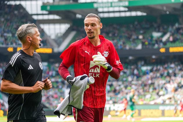 Maarten Vandevoordt (RB Leipzig, 26), Gesichtsausdruck, Emotion, Mimik, Deutschland: Fussball, Bundesliga, Saison 2026 27, 2. Spieltag, 05.09.2026, Werder Bremen vs RB Leipzig, Weserstadion (Bremen) *** Maarten Vandevoordt, RB Leipzig, 26, facial expression, emotion, facial gestures, German soccer, Bundesliga, 2026–27 season, Matchday 2, September 5, 2026, Werder Bremen vs. RB Leipzig, Weserstadion, Bremen Copyright: xLeonxFrickx