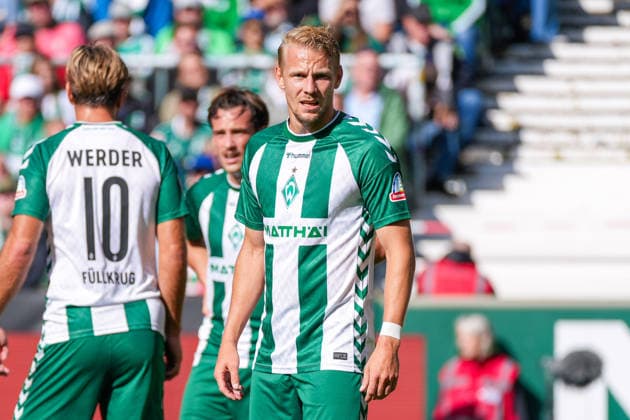 Marco Grüll (Werder Bremen, 17), Einzelaufnahme, Portrait, Gesichtsausdruck, Emotion, Mimik, Deutschland: Fussball, Bundesliga, Saison 2026 27, 2. Spieltag, 05.09.2026, Werder Bremen vs RB Leipzig, Weserstadion (Bremen) *** Marco Grüll, Werder Bremen, 17, Single shot, Portrait, Facial expression, Emotion, Facial gestures, German soccer, Bundesliga, 2026–27 season, Matchday 2, September 5, 2026, Werder Bremen vs. RB Leipzig, Weserstadion, Bremen Copyright: xLeonxFrickx
