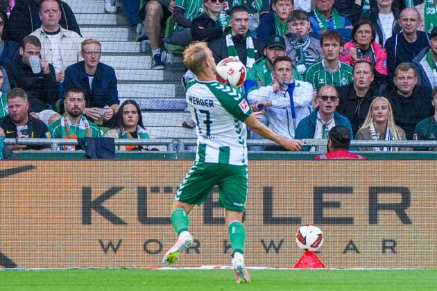 Marco Grüll (Werder Bremen, 17), Einzelaufnahme, Portrait, Gesichtsausdruck, Emotion, Mimik, Deutschland: Fussball, Bundesliga, Saison 2026 27, 2. Spieltag, 05.09.2026, Werder Bremen vs RB Leipzig, Weserstadion (Bremen) *** Marco Grüll, Werder Bremen, 17, single shot, portrait, facial expression, emotion, facial gestures, German soccer, Bundesliga, 2026–27 season, Matchday 2, September 5, 2026, Werder Bremen vs. RB Leipzig, Weserstadion, Bremen Copyright: xLeonxFrickx