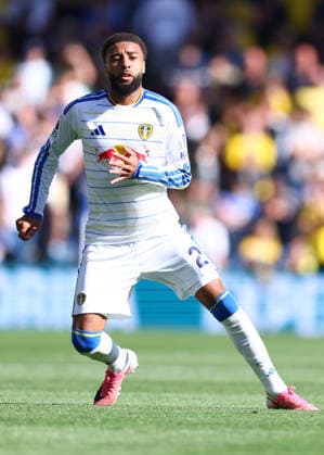 Brighton and Hove, England, 5th September 2026. Jayden Bogle of Leeds United during the Brighton and Hove Albion vs Leeds United Premier League match at the AMEX Stadium, Brighton and Hove. Picture credit should read: Paul Terry Sportimage EDITORIAL USE ONLY. No use with unauthorised audio, video, data, fixture lists, club league logos or live services. Online in-match use limited to 120 images, no video emulation. No use in betting, games or single club league player publications. SPI_093_PT_Brighton_Leeds SPI-4972-0093