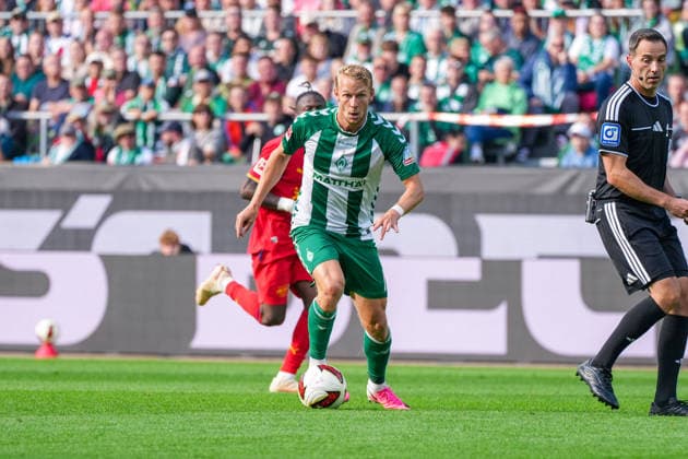 Marco Grüll (Werder Bremen, 17), Deutschland: Fussball, Bundesliga, Saison 2026 27, 2. Spieltag, 05.09.2026, Werder Bremen vs RB Leipzig, Weserstadion (Bremen) *** Marco Grüll, Werder Bremen, 17, Germany; Soccer, Bundesliga, 2026–27 season, Matchday 2, September 5, 2026, Werder Bremen vs. RB Leipzig, Weserstadion, Bremen Copyright: xLeonxFrickx