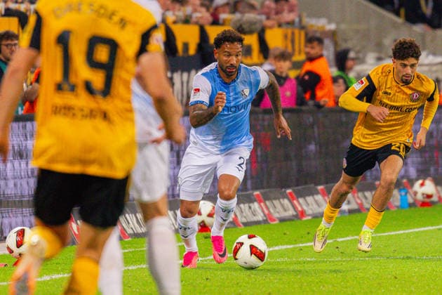 Deutschland: 2.Bundesliga, Saison 2026 2027, 05.09.2026, 4. Spieltag, SG Dynamo Dresden vs VfL Bochum, Rudolf-Harbig-Stadion : Sean Desmond Klaiber (VfL Bochum, 2) am Ball *** Germany 2. Bundesliga, 2026–2027 Season, September 5, 2026, Matchday 4, SG Dynamo Dresden vs. VfL Bochum, Rudolf Harbig Stadium, Sean Desmond Klaiber (VfL Bochum), 2 on the ball Copyright: xMichellexLukax