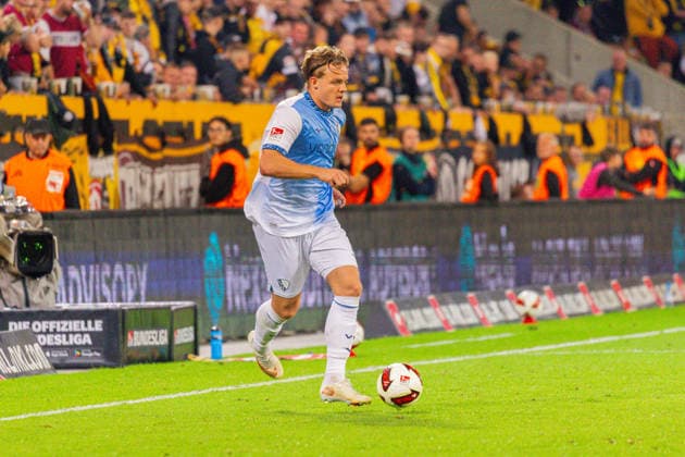 Deutschland: 2.Bundesliga, Saison 2026 2027, 05.09.2026, 4. Spieltag, SG Dynamo Dresden vs VfL Bochum, Rudolf-Harbig-Stadion : Christian Rasmussen (VfL Bochum, 7) am Ball *** Germany 2. Bundesliga, 2026–2027 Season, September 5, 2026, Matchday 4, SG Dynamo Dresden vs. VfL Bochum, Rudolf Harbig Stadium, Christian Rasmussen (VfL Bochum), 7 on the ball Copyright: xMichellexLukax