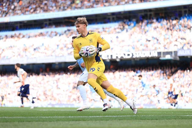 Football - Premier League - Manchester City v Coventry City 5th September 2026 - Premier League - Manchester City v Coventry City - Coventry City goalkeeper Carl Rushworth - Photo: Simon Stacpoole Offside. Manchester UK Copyright: xSimonxStacpoolexOffside