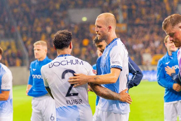 Deutschland: 2.Bundesliga, Saison 2026 2027, 05.09.2026, 4. Spieltag, SG Dynamo Dresden vs VfL Bochum, Rudolf-Harbig-Stadion : Sean Desmond Klaiber (VfL Bochum, 2), Philipp Hofmann (VfL Bochum, 33) *** Germany 2. Bundesliga, 2026–2027 Season, September 5, 2026, Matchday 4, SG Dynamo Dresden vs. VfL Bochum, Rudolf Harbig Stadium: Sean Desmond Klaiber (VfL Bochum), 2; Philipp Hofmann (VfL Bochum), 33 Copyright: xMichellexLukax