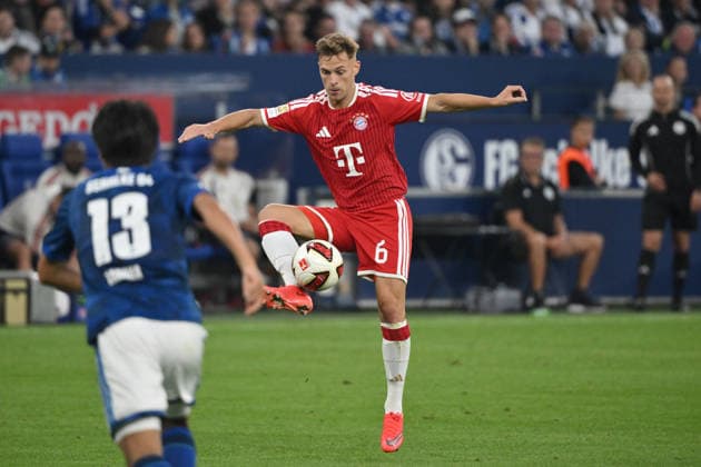 Joshua Kimmich (Bayern Muenchen) 05.09.2026, Fussball 1. Bundesliga, Saison 2026 2027, 2. Spieltag, FC Schalke 04 - FC Bayern München 0:0 DFL regulations prohibit any use of photographs as image sequences and or quasi-video Gelsenkirchen Veltins Arena Nordrhein Westfalen Deutschland *** Joshua Kimmich, Bayern Munich, September 5, 2026, Soccer, Bundesliga 1, 2026–2027 Season, Matchday 2, FC Schalke 04 vs. FC Bayern Munich 0–0. DFL regulations prohibit any use of photographs as image sequences and or quasi-video. Gelsenkirchen, Veltins Arena, North Rhine-Westphalia, Germany Team2