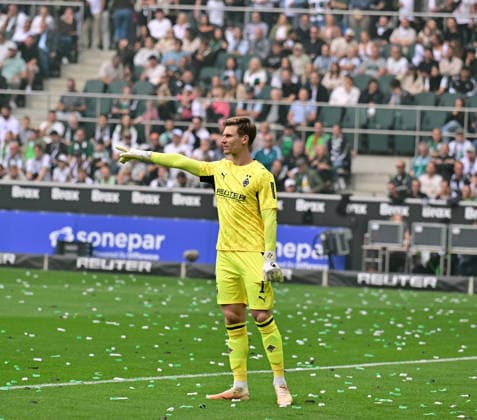 05.09.2026; Moenchengladbach; Fussball, Herren, Saison 2026 2027, Borussia Moenchengladbach vs. SV Elversberg Torwart Moritz Nicolas (Gladbach) DFL regulations prohibit any use of photographs as image sequences and or quasi-video. ista-Borussia-Park Nordrhein-Westfalen Deutschland *** September 5, 2026, Mönchengladbach, Soccer, Men s, 2026–2027 Season, Borussia Mönchengladbach vs. SV Elversberg, Goalie Moritz Nicolas, Gladbach. DFL regulations prohibit any use of photographs as image sequences and or quasi-video footage at Borussia Park, North Rhine-Westphalia, Germany