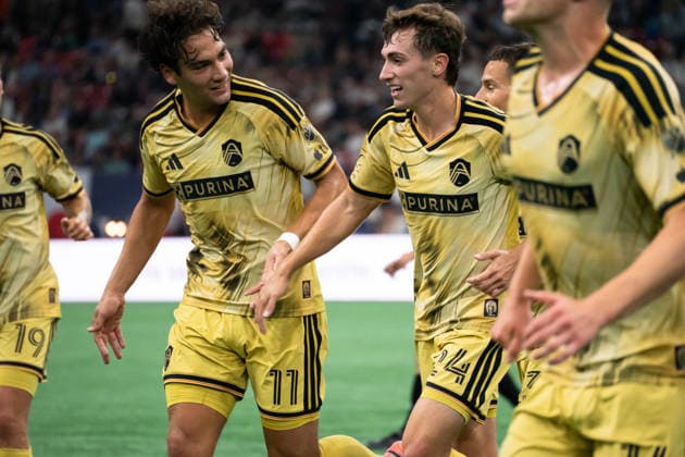 VANCOUVER, CANADA - SEPTEMBER 5: Simon Becher of St Louis City SC celebrates with Daniel Edelman of St Louis City SC after Conrad Wallem of St Louis City SC scores a goal during the Major League Soccer match between Vancouver Whitecaps FC and St Louis City SC at BC Place Stadium on September 5, 2026 in Vancouver, British Columbia, Canada. Copyright: xAmyxElle SPPx Sportspressphoto_SPR224403