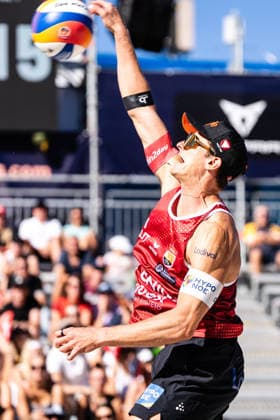 Beach volleyball, Beachvolleyball - MEVZA Schladming SCHLADMING,AUSTRIA,06.SEP.26 - BEACH VOLLEYBALL - win2day Tour PRO, MEVZA Schladming. Image shows Phillip Waller (AUT).  GEPAxpictures xJulioxArellano