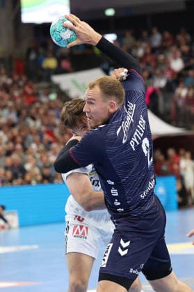 05.09.2026, xBHAx, Handball, Opel HBL, Saison 2026 2027, 1.HBL, SG Flensburg-Handewitt - HC Erlangen, GGW Arena: Simon Pytlick (SG Flensburg-Handewitt 2) im Angriff Schleswig-Holstein Deutschkand