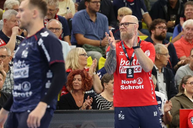 05.09.2026, xBHAx, Handball, Opel HBL, Saison 2026 2027, 1.HBL, SG Flensburg-Handewitt - HC Erlangen, GGW Arena: Ales Pajovic (SG Flensburg-Handewitt), zufriedener Trainer Schleswig-Holstein Deutschkand
