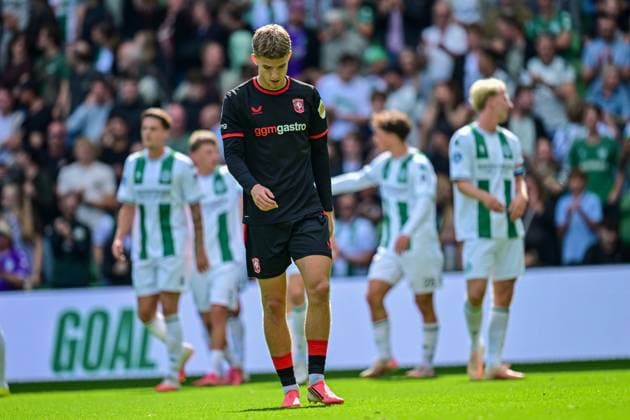 GRONINGEN , 06-09Ã2026 , Stadium Euroborg , season 2026 2027 , Dutch Eredivisie football , match between FC Groningen and FC Twente , picture shows disappointed player Twente player Ruud Nijstad Groningen - Twente  x206571418x Copyright: