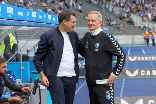 06.09.2026, xtgx, Fussball - 2.Bundesliga Hertha BSC Berlin - 1.FC Magdeburg emspor, v.l. Benjamin Weber (Hertha, Sportdirektor) und Petrik Sander (Magdeburg, Trainer) (DFL DFB REGULATIONS PROHIBIT ANY USE OF PHOTOGRAPHS as IMAGE SEQUENCES and or QUASI-VIDEO) Berlin *** September 6, 2026, xtgx, Soccer, 2nd Bundesliga: Hertha BSC Berlin 1, FC Magdeburg, emspor; from left: Benjamin Weber (Hertha, sporting director) and Petrik Sander (Magdeburg, coach). DFL and DFB regulations prohibit any use of photographs as image sequences and or quasi-video. Berlin