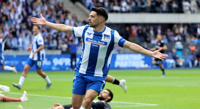 Josip Brekalo jubelt nach Tor zum 1:0 Freude Emotion Jubel Fußball Fussball DFL 2. Bundesliga Herren 4. Spieltag Saison 2026 2027 06.09.2026 Hertha BSC Berlin vs. 1.FC Magdeburg FCM DFL regulations prohibit any use of photographs as image sequences and or quasi-video *** Josip Brekalo celebrates after scoring the 1-0 goal: Joy, Emotion, Celebration, Sports, Soccer, DFL 2 Bundesliga Men s, Matchday 4, 2026-2027 Season, June 9, 2026, Hertha BSC Berlin vs. 1. FC Magdeburg (FCM), DFL regulations prohibit any use of photographs as image sequences and or quasi-video