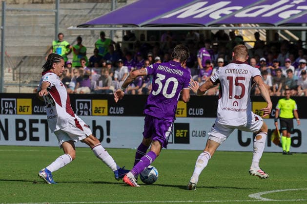 SOCCER - Serie A - ACF Fiorentina vs. Torino FC Photo by IPA ABACAPRESS.COM88189780 - Mastrantuono (No. 30, Fiorentina) during the Serie A soccer match between ACF Fiorentina and Torino FC at Stadio Artemio Franchi, Florence, Italy Florence Italy  Copyright: xIPAxSport ABACAx