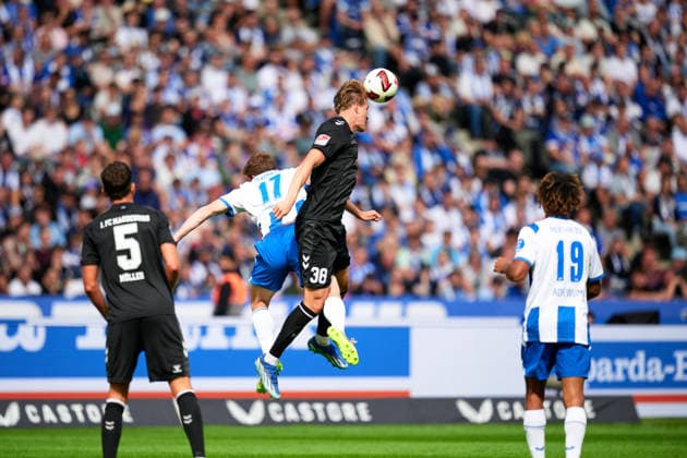Luka Hyrylaeinen (1. FC Magdeburg, 38), Kopfball, GER, Hertha BSC vs. 1. FC Magdeburg, 2. Bundesliga, Saison 2026 2027, 04. Spieltag, 06.09.2026 (DFL REGULATIONS PROHIBIT ANY USE OF PHOTOGRAPHS AS IMAGE SEQUENCES AND OR QUASI - VIDEO). GER, Hertha BSC vs. 1. FC Magdeburg, 2. Bundesliga, Saison 2026 2027, 04. Spieltag, 06.09.2026 Berlin *** Luka Hyrylaeinen, 1 FC Magdeburg, 38, header, GER, Hertha BSC vs. 1 FC Magdeburg, 2. Bundesliga, 2026–2027 season, Matchday 4, September 6, 2026 DFL regulations prohibit any use of photographs as image sequences and or quasi-video GER, Hertha BSC vs. 1 FC Magdeburg, 2. Bundesliga, 2026–2027 season, Matchday 4, September 6, 2026, Berlin Copyright: xClaudiusxRauch,xEibner-Pressefotox xClaudiusxRauchx EP_CRH